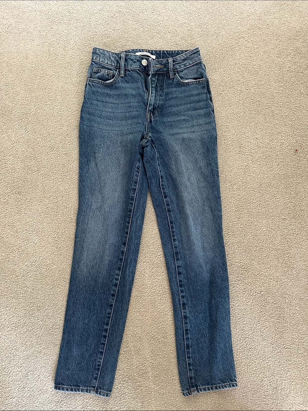 PacSun Women's High-Rise Straight Leg Jeans - Dark Blue Wash. Mom Jeans 22